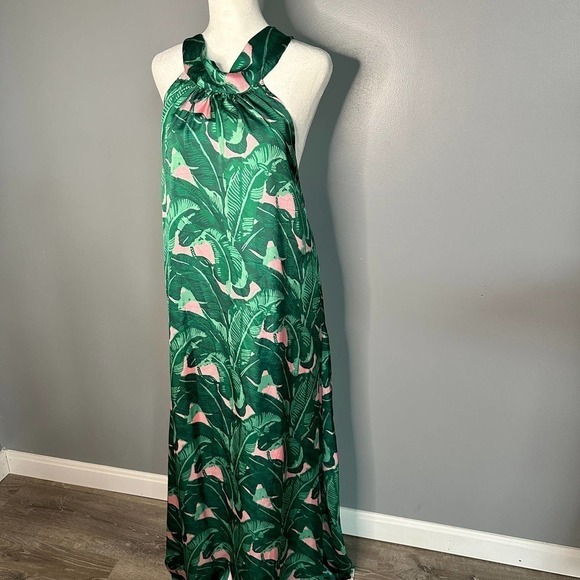 Judith Match Lady of Summer Palm Print Maxi Dress Size Small - Picture 4 of 7